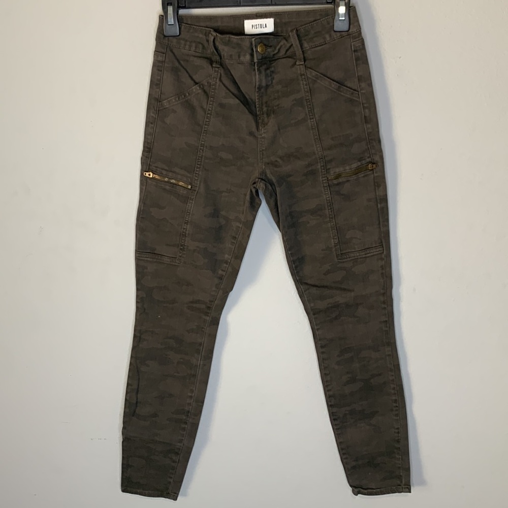 Pistola green camo skinny jeans 26